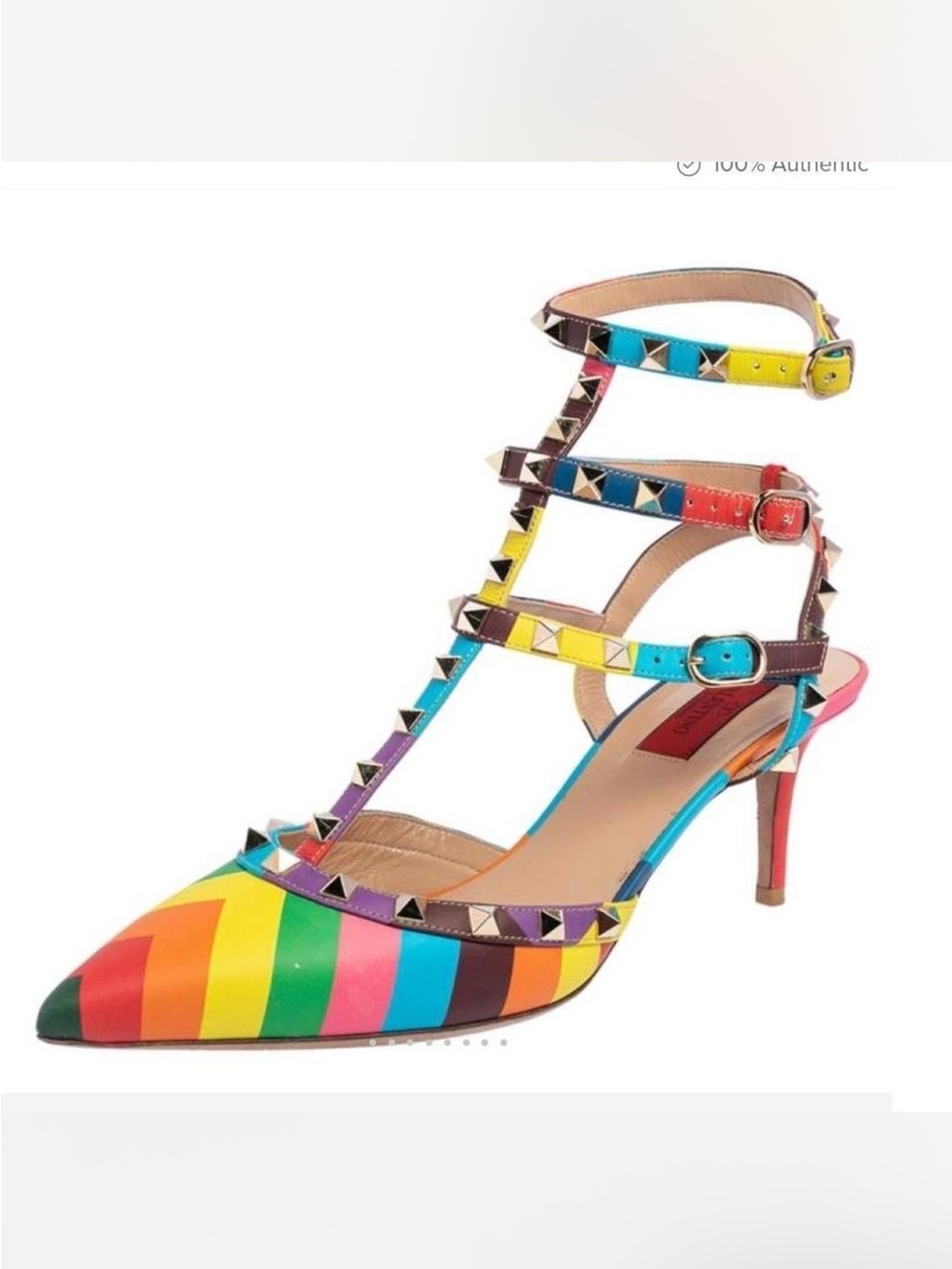 Valentino Garavani Rainbow Rock Stud Pointed-Toe Heel